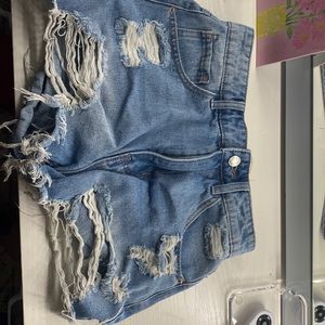 Light washed denim shorts